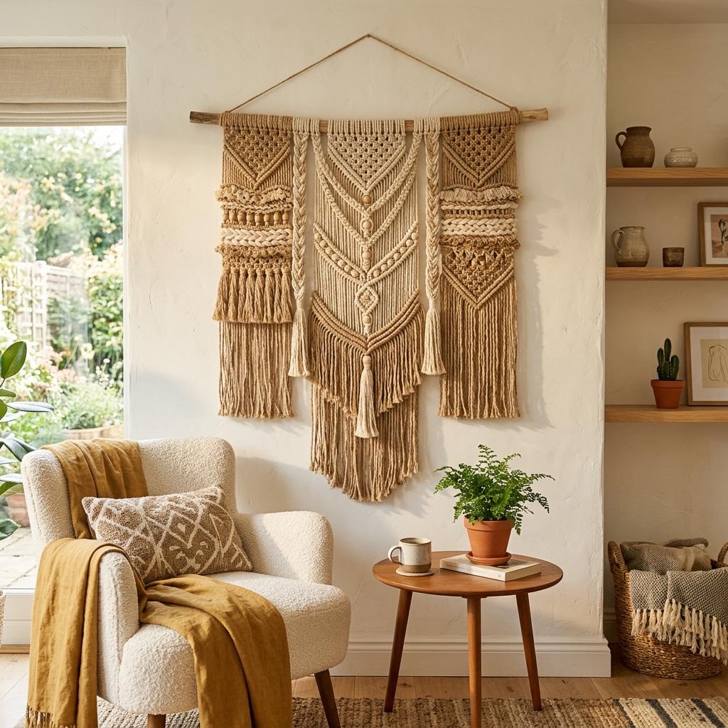 Настенное панно из джутового шнура